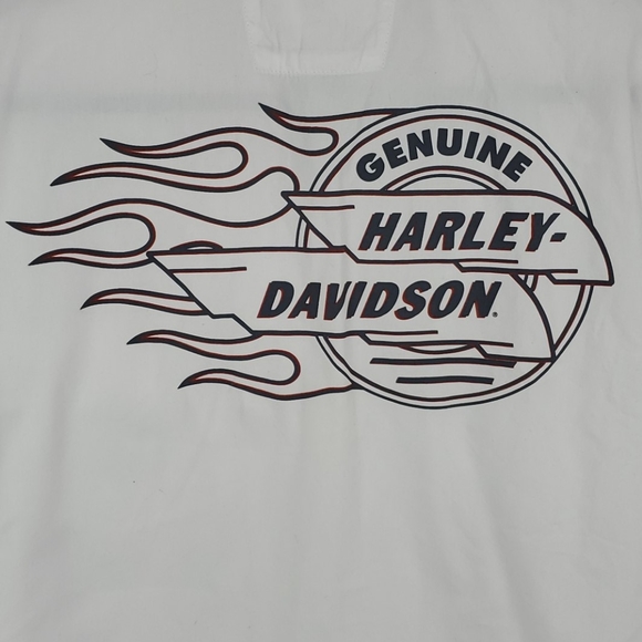 Harley Davidson white cotton shirt buttons up embroider men size L - Picture 4 of 7
